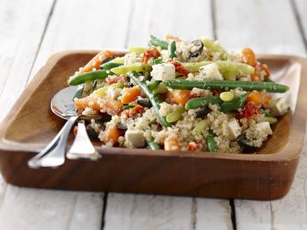 Quinoa salad with vegetables and feta